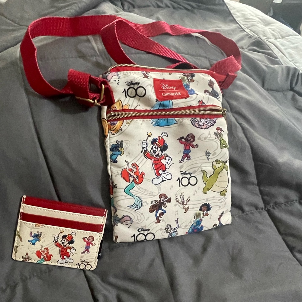 Loungerfly crossbody multi color mickey mouse bag